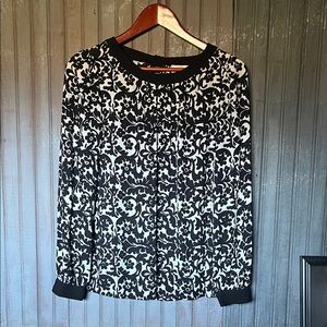 Ann Taylor Loft Elegant Black and White Floral Women's Top
